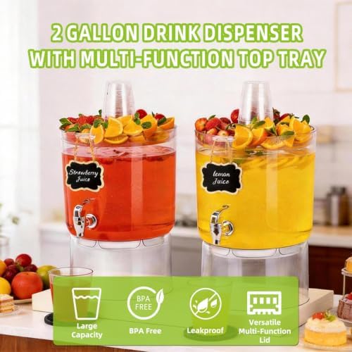 2 Gallon Drink Dispenser for Parties with Multi-Function Lid, alternate view 5