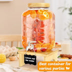 2 Gallon Drink Dispenser with Stand, Glass Beverage Dispenser With Wood Stand, 18/8 Stainless Steel Spigot and, alternate