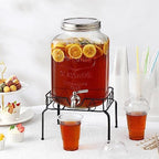 2 Gallon Glass Beverage Dispenser with Stand and Lid, 18/8 Stainless Steel Spigot - Glass Drink Dispensers for, alternate