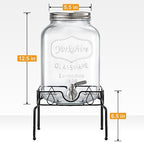 2 Gallon Glass Beverage Dispenser with Stand and Lid, 18/8 Stainless Steel Spigot - Glass Drink Dispensers for, alternate