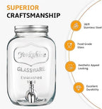 2 Gallon Glass Beverage Dispenser with Stand and Lid, 18/8 Stainless Steel Spigot - Glass Drink Dispensers for, alternate