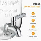 2 Gallon Glass Beverage Dispenser with Stand and Lid, 18/8 Stainless Steel Spigot - Glass Drink Dispensers for, alternate