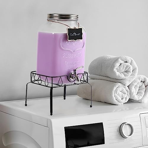 2 Gallon Glass Beverage Dispenser with Stand and Lid, 18/8 Stainless Steel Spigot - Glass Drink Dispensers for, alternate