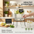 2 Gallon Glass Drink Dispenser, Beverage Dispenser with Stand, Lemonade Dispenser with 304 Stainless Steel, alternate view 3