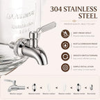 2 Gallon Glass Drink Dispenser, Beverage Dispenser with Stand, Lemonade Dispenser with 304 Stainless Steel, alternate view 4