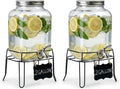2 Gallon Glass Drink Dispenser, Beverage Dispenser with Stand, Lemonade Dispenser with 304 Stainless Steel
