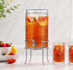 2 Gallon Glass Drink Dispenser, hobnail Drink Dispensers for Parties, Beverage Dispenser with Stand and Glass, alternate view