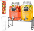 2 Gallon Glass Drink Dispenser with Stand & Fruit Infuser 2 Pcs