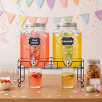 2 Gallon Glass Drink Dispenser with Stand & Fruit Infuser 2 Pcs, alternate view 2