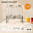 2 Gallon Glass Drink Dispensers for Parties, 2 Pack, alternate view 3