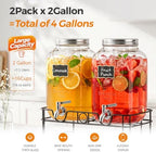 2 Gallon Glass Drink Dispensers for Parties, 2 Pack, alternate view 4