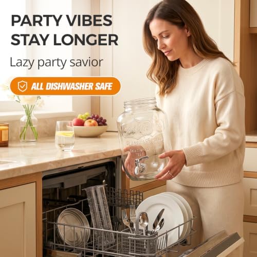 2 Gallon Glass Drink Dispensers for Parties, 2 Pack, alternate view 6