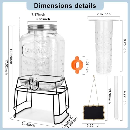 2 Gallon Glass Drink Dispensers For Parties, Beverage Dispensers With Stand And 100% Leakproof Stainless Steel, alternate
