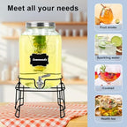 2 Gallon Glass Drink Dispensers For Parties, Beverage Dispensers With Stand And 100% Leakproof Stainless Steel, alternate
