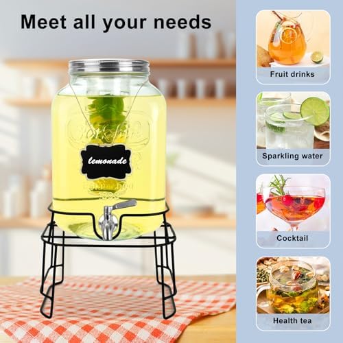 2 Gallon Glass Drink Dispensers For Parties, Beverage Dispensers With Stand And 100% Leakproof Stainless Steel, alternate