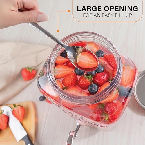 2 GALLON Glass Drink Dispensers for Parties, Original Mason Ice Beverage Dispensers, Glass Water Dispenser with, alternate