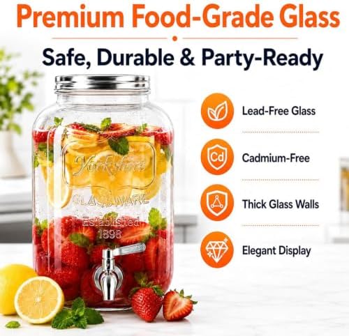 2 Gallon Glass Drink Dispensers for Parties with Stand, 2 Pack, alternate view 4