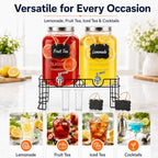 2 Gallon Glass Drink Dispensers for Parties with Stand, 2 Pack, alternate view 6