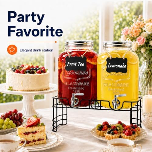 2 Gallon Glass Drink Dispensers for Parties with Stand, 2 Pack, alternate view 7