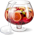2 Gallon Glass Punch Bowl Set with Plastic Ladle, Stem Design
