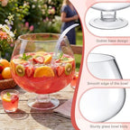2 Gallon Glass Punch Bowl Set with Plastic Ladle, Stem Design, alternate view 4