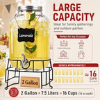 2 Gallon LARGE Glass Drink Dispenser with Stand & Leak-Proof Spigot, alternate view 3