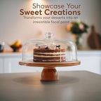 2-in-1 Acacia Wood Cake Stand with Lid, Acrylic Dome, Light Weight, Strudy in Brown wood, alternate view 7
