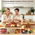 2-in-1 Acacia Wood Rectangular Cake Stand Lid Charcuterie Tray in 14.17in*10.63in in wood color, alternate view 2