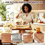2-in-1 Acacia Wood Rectangular Cake Stand Lid Charcuterie Tray in 14.17in*10.63in in wood color, alternate view 5