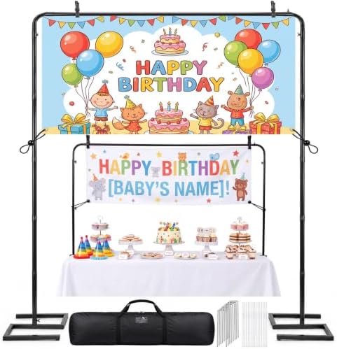 2-in-1 Backdrop Stand, Adjustable Floor & Tabletop Banner Holder