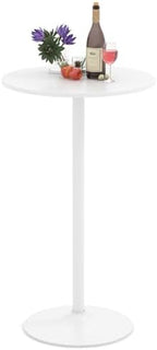 2-in-1 Bar Table with Detachable Pole, Metal Base, 24" Round Top, 40"/22" Two Convertible Height, Cocktail Table