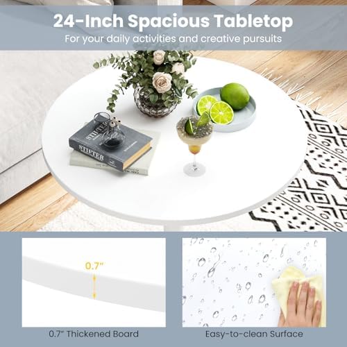 2-in-1 Bar Table with Detachable Pole, Metal Base, 24" Round Top, 40"/22" Two Convertible Height, Cocktail Table, alternate