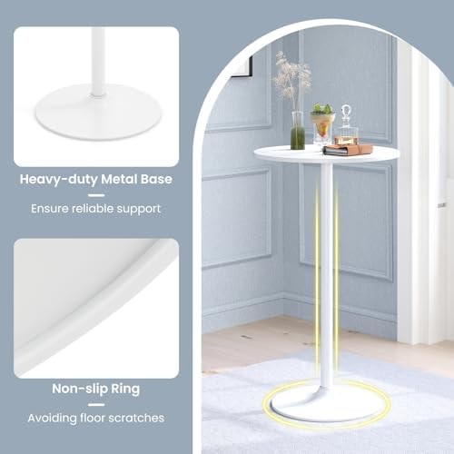 2-in-1 Bar Table with Detachable Pole, Metal Base, 24" Round Top, 40"/22" Two Convertible Height, Cocktail Table, alternate