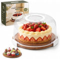 2-In-1 Cake and Cupcake Carrier, Portable Cake Stand with Lid in White