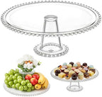 2-in-1 Glass Fruit Flower Vase 12.2 Inch Cupcake Stand Clear Pedestal Vase with White Bouquet Reversible