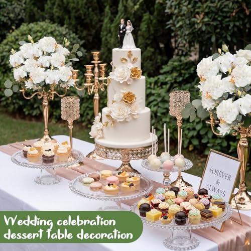 2-in-1 Glass Fruit Flower Vase 12.2 Inch Cupcake Stand Clear Pedestal Vase with White Bouquet Reversible, alternate view 2