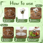 2-in-1 Glass Fruit Flower Vase 12.2 Inch Cupcake Stand Clear Pedestal Vase with White Bouquet Reversible, alternate view 4