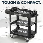 2-in-1 Heavy Duty Utility Work Cart, Rolling Tool Cart with Wheels, Convertible 3-Shelf to Flat Top Workstation, alternate