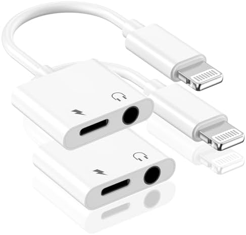 2-in-1 Lighting to 3.5mm Headphone Jack Adapter [Apple MFi Certified]