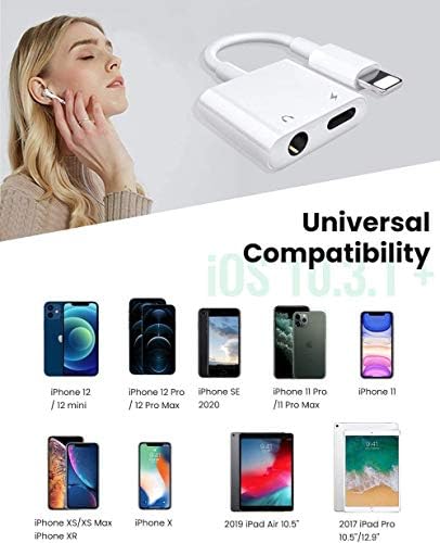 2-in-1 Lighting to 3.5mm Headphone Jack Adapter [Apple MFi Certified], alternate view 2