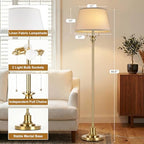 2-Light Floor Lamp for living room, 66.5'' Rustic Farmhouse Pole Lamp with Double Pull Chain, Mid Century, alternate view 2