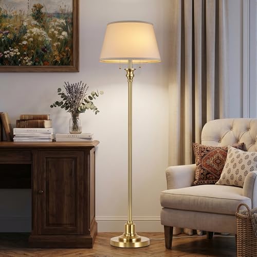 2-Light Floor Lamp for living room, 66.5'' Rustic Farmhouse Pole Lamp with Double Pull Chain, Mid Century, alternate view 6