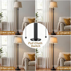 2-Light Floor Lamp for living room, 66.5'' Rustic Farmhouse Pole Lamp with Double Pull Chain, Mid Century, alternate view 4