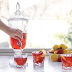 2 Liter Glass Beverage Dispenser with Stainless Steel Spigot on Glass Pedestal, Decorative Mason Drink Dispenser, alternate