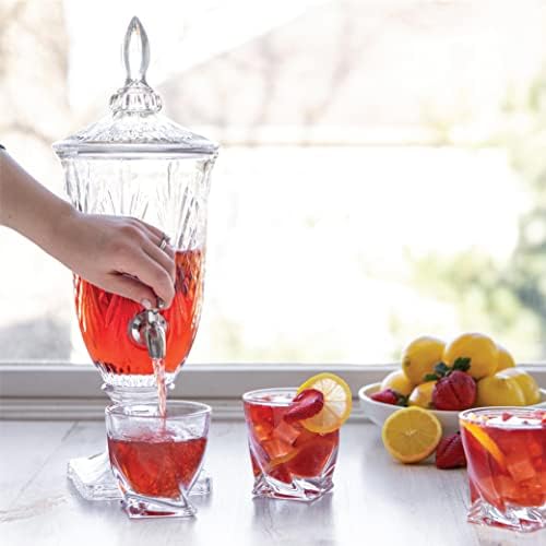 2 Liter Glass Beverage Dispenser with Stainless Steel Spigot on Glass Pedestal, Decorative Mason Drink Dispenser, alternate