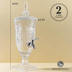 2 Liter Glass Beverage Dispenser with Stainless Steel Spigot on Glass Pedestal, Decorative Mason Drink Dispenser, alternate