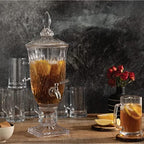 2 Liter Glass Beverage Dispenser with Stainless Steel Spigot on Glass Pedestal, Decorative Mason Drink Dispenser, alternate