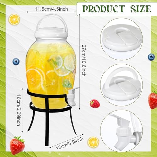 2 Pack 1.16 Gallon Drink Beverage Dispenser with Stand for Parties Plastic Water Lemonade Juice Dispenser with, alternate