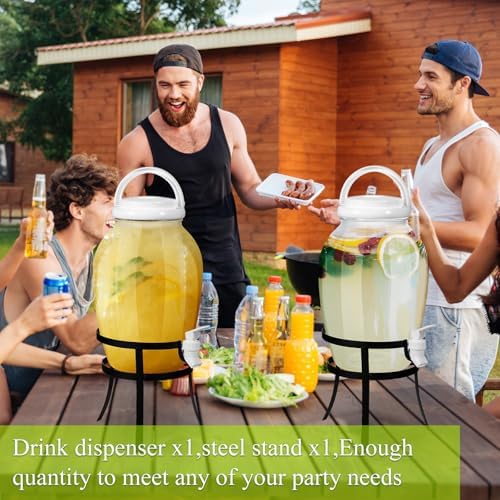 2 Pack 1.16 Gallon Drink Beverage Dispenser with Stand for Parties Plastic Water Lemonade Juice Dispenser with, alternate