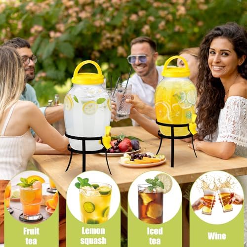 2 Pack 1.16 Gallon Drink Beverage Dispenser with Stand for Parties Plastic Water Lemonade Juice Dispenser with, alternate